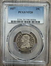 1837 Capped Bust, Quarter 25 Cent PCGS Extra Fine Very 20, Early Quarter