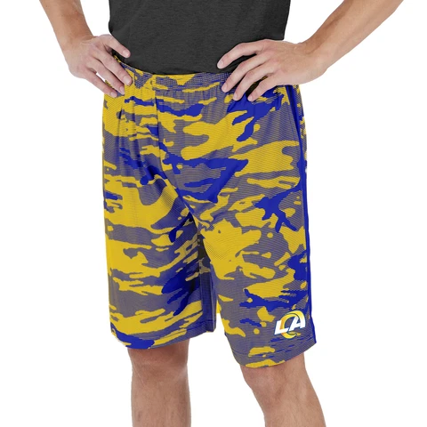 Zubaz Men's NFL Los Angeles Rams Lightweight Camo Lines Shorts with Logo Cover