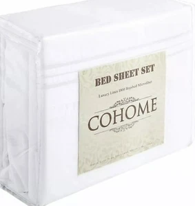 COHOME Sheet Set / 4 Piece / Brushed Microfiber / 1800 Thread Count / White - Picture 1 of 7