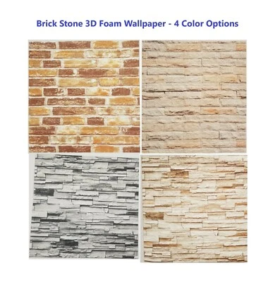 3D Stone Foam Wallpaper Peel & Stick Home Wall Panel Tiles 27 x 30 Various Color - Image 1 of 4