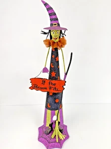 Pier 1 Imports Vintage Halloween Glitter Witch 18" Tall If The Broom Fits - Picture 1 of 6