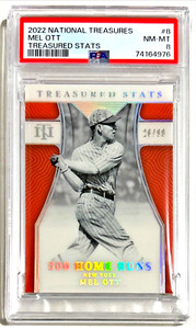 2022 National Treasures Mel Ott /99 Treasured Stats Acetate 500 Home Runs PSA 8