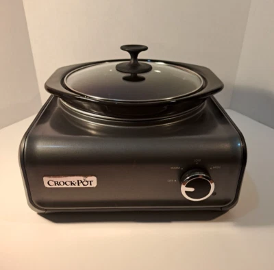 CROCK POT CONNECTABLE 2 QT. ROUND SLOW COOKER SCCPMD2-CH /CH. GRAY- BLACK TESTED - Image 1 of 4