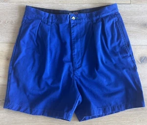 NWOT Vintage Tommy Hilfiger Pleated Cotton Chino Shorts Mens Blue 90s EUC Sz 34 - Picture 1 of 4