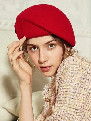 Boina de fieltro de lana sombreros fascinadores para mujer elegante boda pastillero sombrero con lazo Foto 1 de 4