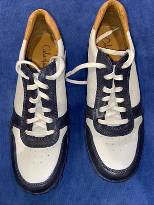 Zapatilla deportiva informal vintage Cole Haan Air Griffen de cuero de lona blanca/azul para hombre 12 Foto 1 de 4