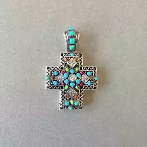 Thick Cross Pendant in Solid 925 Sterling Silver Cross Pendant Religious Jewelry - Picture 1 of 7