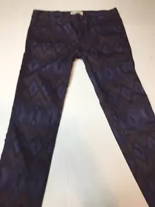 Free People Women's Jeans Deep Plum Aztec Print Stretch Skinny Size 26 X 31 NWOT - Picture 1 of 6