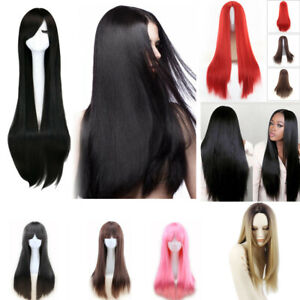 Real Natural Full Wig Long Straight With Heat Resistant Hair Cosplay))AU