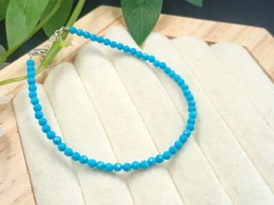 A++ Schöne Türkis facettierte runde Edelstein Perlen verstellbare Armbänder 6... - Bild 1 von 4