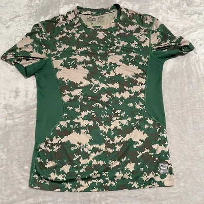 Camisa de Combate Nike Pro Para Hombres Mediana Verde Camuflada Dri Fit Entrenamiento Activo Ajustada Foto 1 de 4