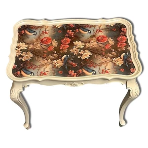 Elegant Handcrafted Floral Coffee Table Accent End Living Room - Picture 1 of 12