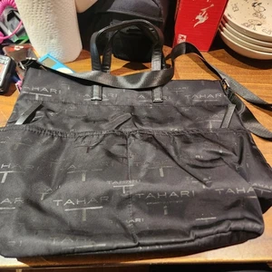 Tahari Black Satchel Purse All Purpose Bag 18x13x6 Laptop Bag, Baby Bag - Picture 1 of 11