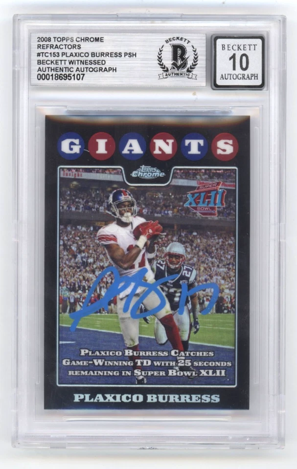 Plaxico Burress 2008 Topps Chrome TC153 SB Refractor Signed Beckett BGS 10 Auto - Image 1 of 1