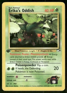 Pokemon Tcg NM Erika's Oddish [1st Edition] #47 Pokemon Gym Heroes - Picture 1 of 2