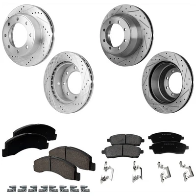 Kit de rotores y pastillas de disco de freno para 99-04 Ford F-350 Super Duty delantero y trasero 4x4 Foto 1 de 4