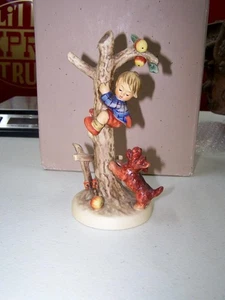 Goebel W.Germany Hummel "Culprit" 56/A Figurine Boy Apple Tree Dog - Picture 1 of 5