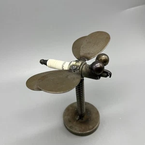 Welded Metal Art Sculpture Dragonfly Figure Car Engine Parts Bolts Spark Plug B - Picture 1 of 8