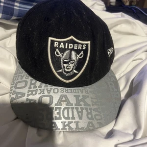 NFL Oakland Raiders Fútbol Reebok Gorra Sombrero Para Hombre Talla 7 3/4 Negro Elástico - Imagen 1 de 7