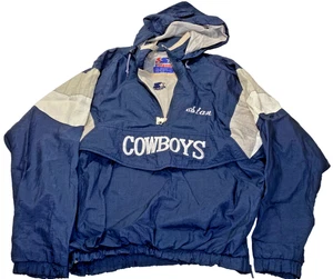 Vintage Starter Dallas Cowboys Mantel Herren Lg Pullover Kapuzenjacke NFL - Bild 1 von 13