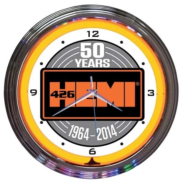 Hemi 50th Anniversary (Mopar) Neon Wall Clock #NE-8MPORA - Image 1 of 1