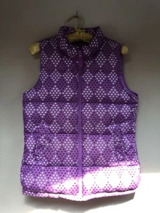 Lands' End Kids Purple Heart Print Down Filled Puffer Vest XL 16 Zip Up Packable - Picture 1 of 7