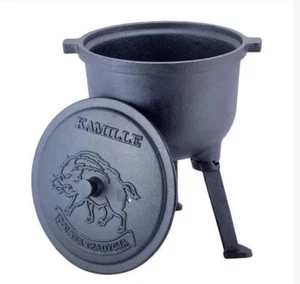 Kazan 4L Uzbek Plov Pilaf Cast Iron Cookware Camping Dutch Oven Pot Lid Camp - Picture 1 of 5