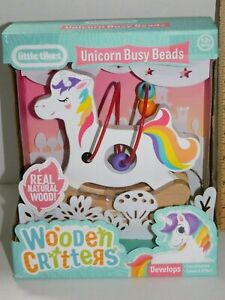 Wood Unicorn Busy Beads 12 Months + Little Tikes Wooden Critters