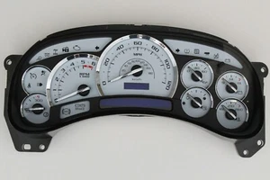 03-06 (07 CLASSIC) SILVERADO ESCALADE PREMIUM WHITE BLUE LED COMPLETE CLUSTER WP - Picture 1 of 2