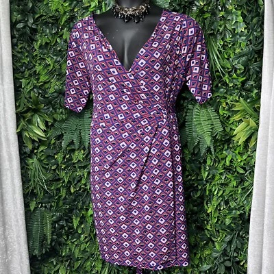 MOTHERHOOD Dress Women XL Red Blue Tie Waist Wrap Maternity & Nursing   2287 - Image 1 of 4