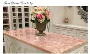 36" x 22" Pink Rose Quartz Table Top / Counter Top Handmade Interiors - Picture 1 of 8