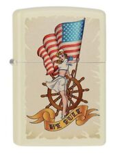 ZIPPO "PINE UP NAUTICAL w. FLAG" CREME COLOR LIGHTER / 60000027 ** NEW in BOX **
