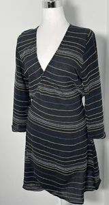 ONeill Womens Black Cropped Sleeve Beachy Boho Wrap Dress Size 10 - Picture 1 of 10