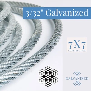 3/32 inch Galvanized Steel Wire Rope Aircraft Cable 7x7 - Picture 1 of 2