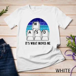 WASD It's What Moves Me - Funny PC Gamer Computer Nerd Gift 11 Unisex T-shirt - Picture 1 of 15