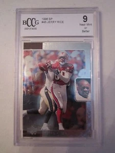 1996 JERRY RICE #45 BECKETT GRADED 9 NEAR MINT FOOTBALL CARD - TUB ABB - Picture 1 of 2
