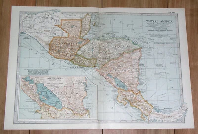 MAPA ANTIGUO DE CENTROAMÉRICA 1902 COSTA RICA NICARAGUA BELICE HONDURAS Foto 1 de 4
