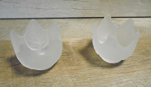 Set Frosted Glass Leaf Pattern Votive Candle Cups 2" x 2" - Picture 1 of 7