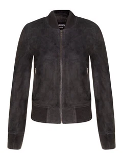 Ladies Black Goat Suede Bomber Jacket Genuine Leather MA-1 Varsity Retro - Picture 1 of 4