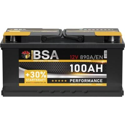 BSA BATTERY HIGH QUALITY BATTERIES Autobatterie 100Ah +30% mehr Startkraft Starterbatterie ers. 88Ah 90Ah 92Ah 95Ah