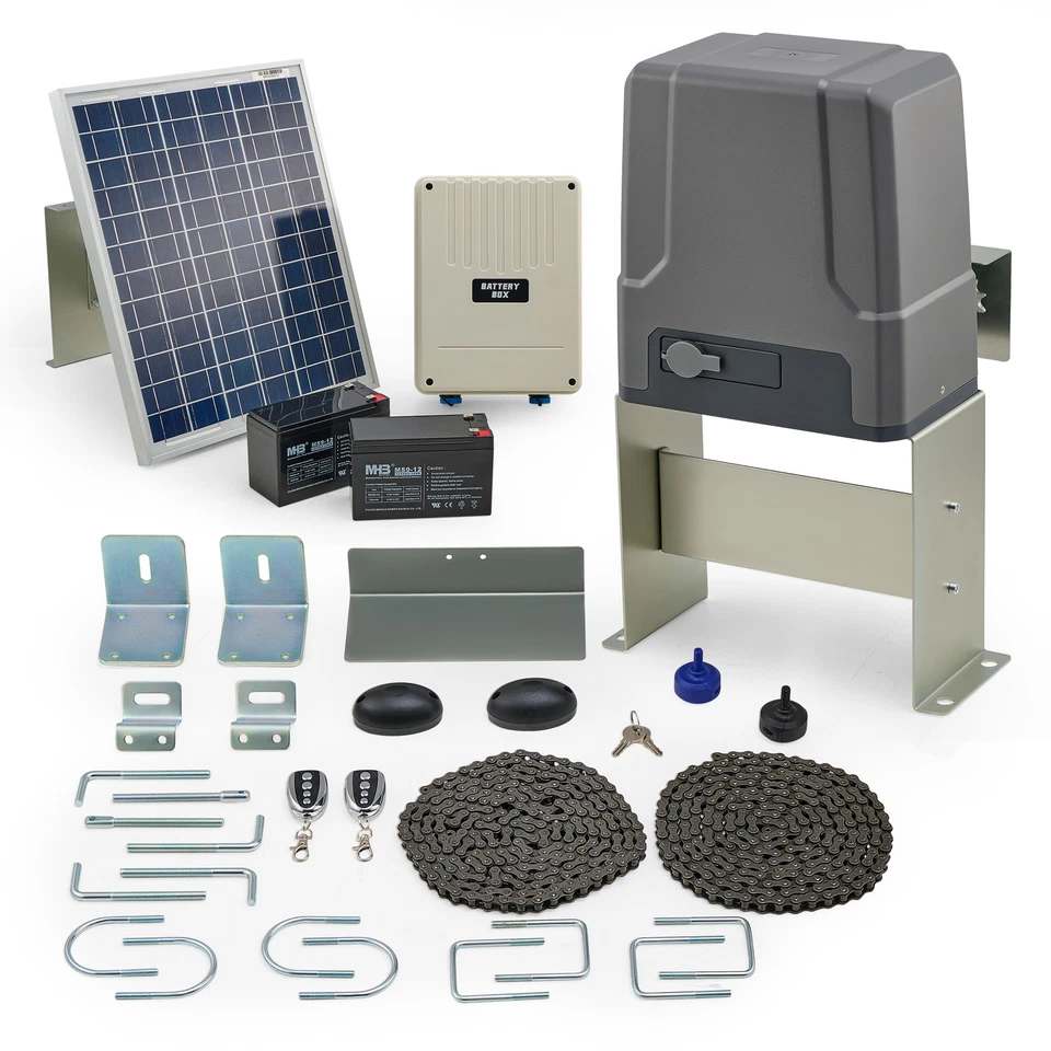 Puerta corredera automática CO-Z 1800lb con panel solar de 20W y baterías Foto 1 de 4