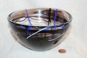 Kosta Boda 6" Glasschale blau schwarz weiß DZA45 - Bild 1 von 6