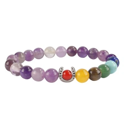 Natural Precious Gemstones Stretchy Essential Oil Diffusing Chakra Bracelet - Image 1 of 4