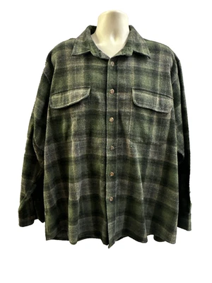 Camisa de Colección Claybrooke Exterior Mezcla de Lana Negra Tostada a Cuadros Talla XL Foto 1 de 4