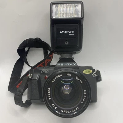 PENTAX P30 35mm UNTESTED SLR Film Camera Astron 28-70mm MC Zoom Lens 300DX Lens - Image 1 of 4