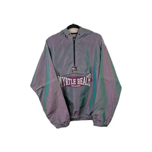 Vintage Surf Style Windbreaker Jacket Mens One Size Myrtle Beach Iridescent  - Picture 1 of 20