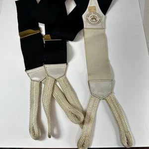 Vintage Suspenders Brooks Brothers Black White Madison Ave Logo Formal - Picture 1 of 7