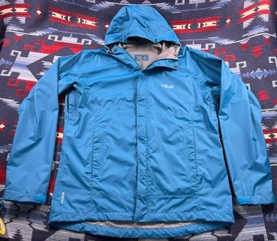 Rab Downpour Breathable Pertex Shield Waterproof Hooded Rain Blue Coat Jacket XL - Image 1 of 4