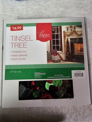 3 Ft Tinsel Tree Red & Green - Image 1 of 4
