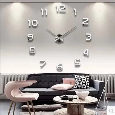 3D Luminous Large Wall Clock Mirror Sticker DIY Home Decor Quartz Watch Modern - Image 1 of 4